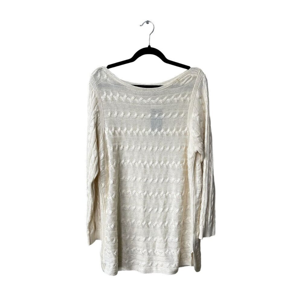 Lauren Ralph Lauren Womens Size 2X Sweater Oversized Cable Knit Long Cotton